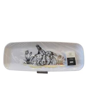 3pc Rachel Ashwell Metallic BUNNIES Disposable Serving Platters White New